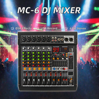 Console de mixage audio DJ professionnelle 6 canaux avec 99 effets DSP, USB, Bluetooth, alimentation fantôme 48V, en métal, pour événements religieux et sonorisation en direct