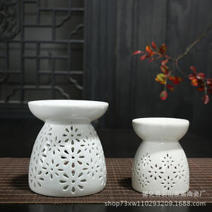 Stocks en vrac brûleur aromatique en céramique porte-bougie chauffe-plat brûleur d'encens chauffe-bougie en cire brûleur à huile essentielle - Product Image 3