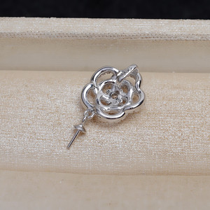 Pendentif en argent S925 fait main, support d'accessoires DIY avec motif rose et tête, support vide pour 10-15 perles, apprêts de bijouterie 4431 - Product Image 4
