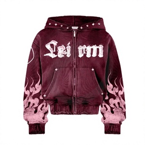 Sudadera con capucha y cremallera de forro polar estampada Lei M para hombre, estilo oversize, hip hop, con logo frontal, para invierno, estilo urbano, forrada - Product Image 6