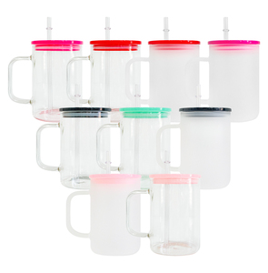 <span class=keywords><strong>Taza</strong></span> de café de vidrio <span class=keywords><strong>sublimable</strong></span> de 17oz con tapa de plástico de color Tazas de café con asa para transferencia de recubrimiento térmico - Product Image 1
