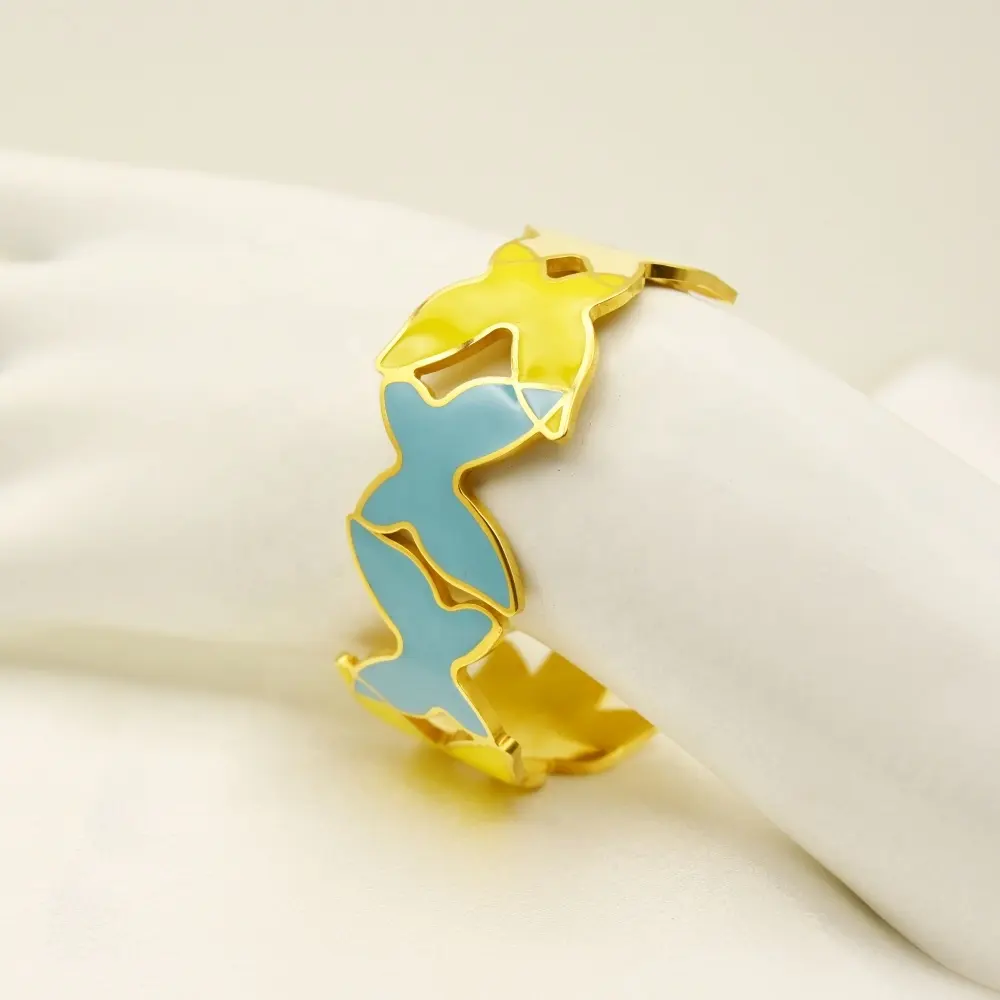 Bracelets porte-bonheur d'amitié personnalisés en émail de couleur papillon délicat plaqué or pour femmes