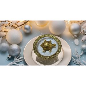 PARIJAT artesanías 5,5 pulgadas tortuga dorada Metal Feng Shui placa de vidrio decoración de oficina accesorio para buena suerte Vastu Kachua - Product Image 3