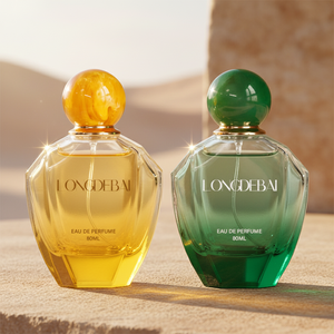 Botella de Perfume Verde Personalizada para Mujer, 80 ml, Botella de Vidrio Transparente Vacía con Tapa de Resina de Color, Grabado, Ecológica - Product Image 2