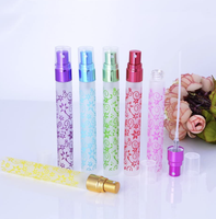 Vaporisateur de parfum en verre, 10ml, mat, rechargeable, vide, de voyage, avec impression de fleur, atomiseur, pompe, vaporisateur