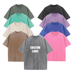 Haute qualité 230g manches courtes100 % coton t-shirts sans Logo personnalisé grande taille hommes surdimensionné lavage à l'acide Vintage t-shirt - Product Image 1