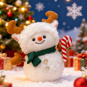 مجموعة ألعاب قطيفة جديدة لعيد الميلاد، دمى ناعمة للغاية على شكل رجل الثلج والأرنب والدب، حيوانات محشوة لطيفة من القطن PP، ديكور للعطلات وهدايا لتخفيف التوتر - Product Image 2