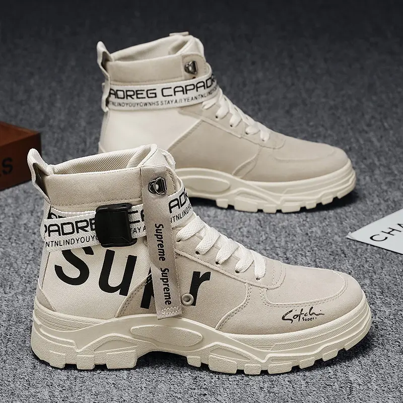 Queda popular sneaker design inverno homem sapatos botas moda esporte bota para homens sapatos casuais para homens couro