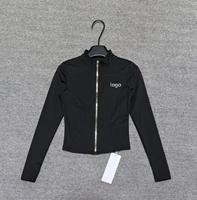 Veste de sport respirante pour femmes adultes, coupe ajustée, col montant, fermeture éclair dorée, trous pour les pouces, manches longues, spandex/polyester, pour l'extérieur