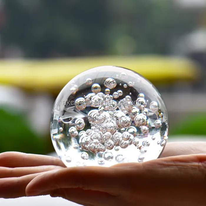 Bola de cristal transparente con burbujas, Bola de burbuja de cristal de 60mm, venta directa de fábrica