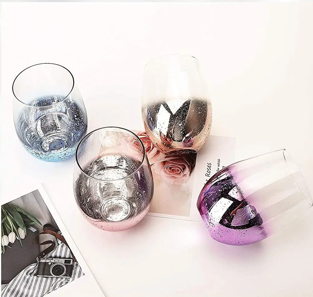 Stemless Weingläser 4er-Set Kristall klares Rotwein glas Sternen himmel Themen Premium Shiny Drinking Glass ware Becher