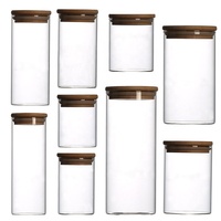 Vente flash - Pot de conservation en verre borosilicate transparent de haute qualité pour aliments avec couvercle en bois