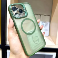 JOYPORODO B029 Coque de téléphone tendance avec support d'objectif en PC pour iPhone 17 16 15 14 Pro Max, Housse transparente antichoc pour Samsung Android
