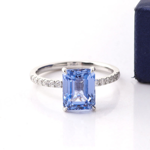 Blue Lab Grown Diamond <b>Ring</b> Custom Wedding <b>Ring</b> <b>Set</b> 18k <b>Gold</b> with Diamond Fashion Jewelry <b>Rings</b> - Product Image 3