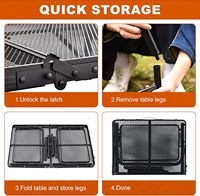 4.4FT Portable Pliable Métal Grill Table Hauteur Réglable Léger Table Extérieure Extension Conseil pour Camping Plage Barbecues