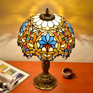 Lampada da tavolo lampada da lettura forma in stile usa paralume in vetro colorato e colore dorato bronzo vintage montaggio a filo table lam