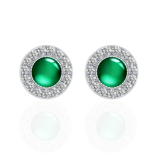 New Design 925 Sterling Silver Cabochon Lab Grown <b>Emerald</b> Earrings Women Fine Jewelry Gemstone Earring - Product Image 2