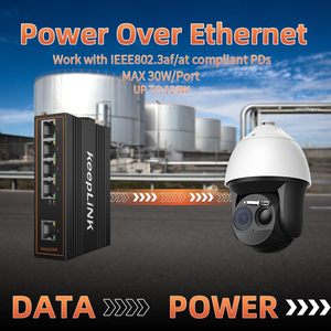 KeepLiNK 5 puertos Gigabit Industrial PoE <span class=keywords><strong>Switch</strong></span> no gestionado 125W <span class=keywords><strong>Ethernet</strong></span> Din Rail <span class=keywords><strong>Switch</strong></span> IP40 -40 ° 75 °C Rango de temperatura de funcionamiento - Product Image 3