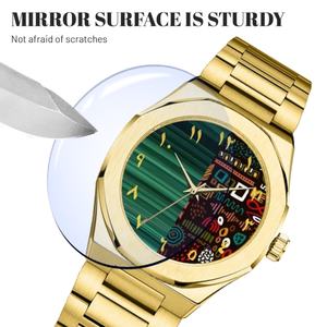 Montre pour homme de luxe personnalisée avec votre logo de marque privée, chiffres arabes, quartz, mode, affaires, antique, boîtier en acier inoxydable 316L, verre - Product Image 3