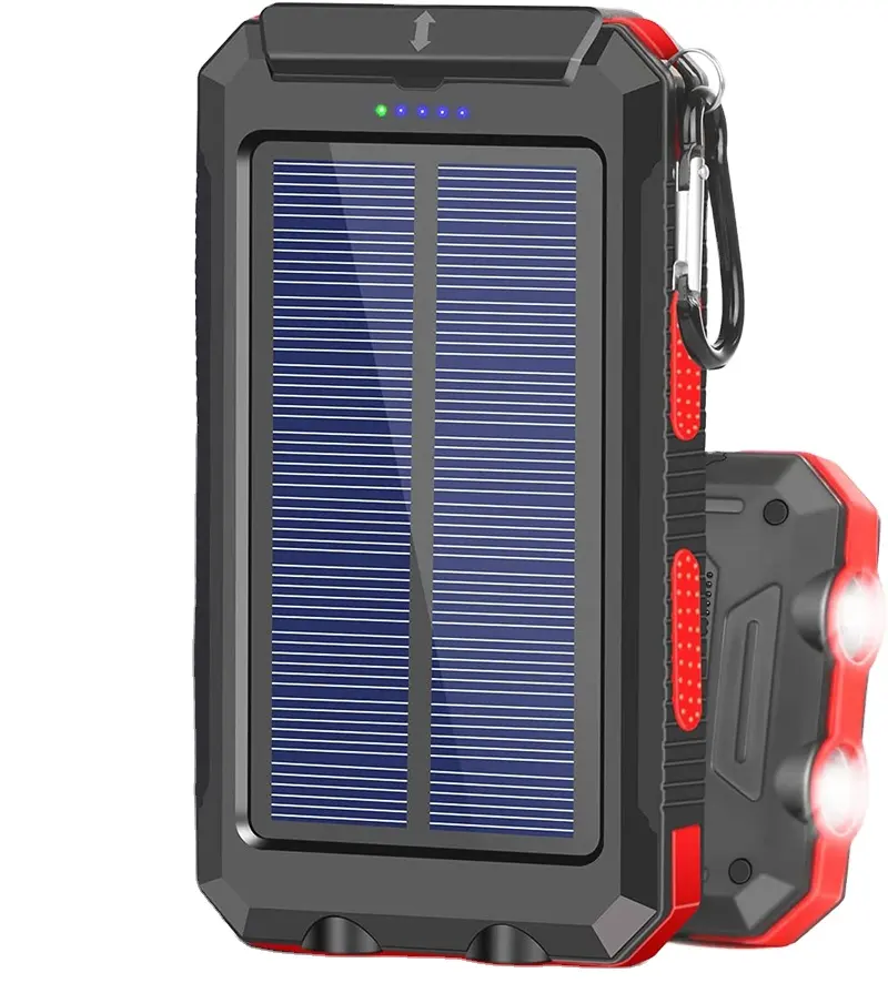 Carregador portátil impermeável de bateria, carregador solar led tocha 20000mah