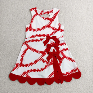 Robe sans manches pour filles, imprimé baseball et softball, bordure festonnée, coupe trapèze, longueur genou, pour le yoga et les jours de match - Product Image 2