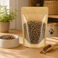 Sachets Doypack en papier kraft transparent pour aliments pour animaux de compagnie, sacs d'emballage épais avec fermeture éclair hermétique pour dattes rouges séchées