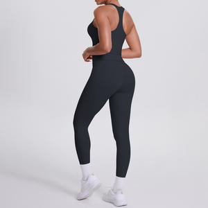 PASUXI Set da allenamento in palestra da donna con top a vita alta senza schiena e vita alta senza cuciture abbigliamento Yoga con Logo frontale solido - Product Image 2