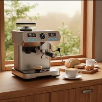 Cafetera Espresso Anbo de 20 Bares con Molinillo Integrado, Pantalla Digital Dual, Manómetro y Vaporizador, Acero Inoxidable