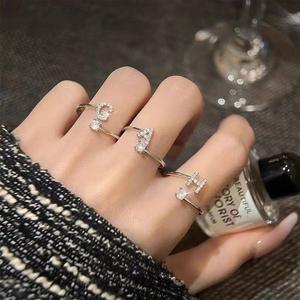 Anello in argento Sterling da donna con nome iniziale regolabile in zircone A - Z lettere 925 - Product Image 4