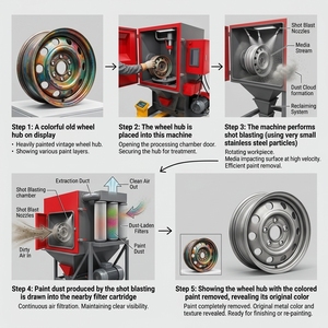 Machine de <span class=keywords><strong>sablage</strong></span> entièrement automatique pour le décapage de la peinture des jantes et l'élimination de la couche d'oxyde - Product Image 1