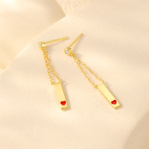 Pendientes de Cadena de Plata de Ley 925 CANNER, Personalizados, con Colgante de Corazón Esmaltado, Pendientes Largos - Product Image 3
