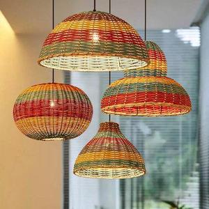 Rattan Pendant <b>Light</b> Round <b>Led</b> Lighting <b>For</b> Living <b>Room</b> Dining <b>Room</b> Study Tea <b>Room</b> Zen Style 40cm 35cm Single Head Chandelier - Product Image 1