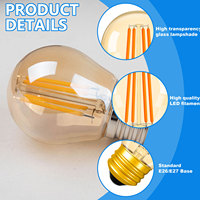 Ampoule Edison à intensité variable avec lumière blanc chaud ambre vintage rétro, base en cuivre G45 E26 E27-2200K, source lumineuse LED, produit de sécurité