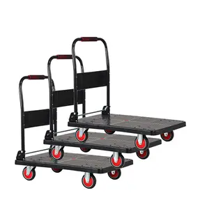 Foldable Push Cart Dolly Wheels For Warehouse Platform Truck Cart With Cage Folding Hand Truck Cage Cart