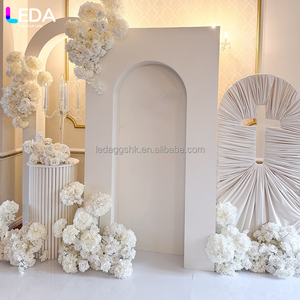 LEDA Wedding Party Events Decor Modern White <b>Square</b> Three-piece <b>Set</b> Acrylic Hanging Flower Backdrop - Product Image 2