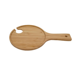 Plateau à fromage rond en bambou avec poignée pour servir du pain, des gâteaux, des fruits, usage domestique - Product Image 1