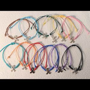 Colorful Awareness Adjustable Wax <b>String</b> Braided Preventing breast cancer Support Survivor Hope Bracelets - Product Image 2