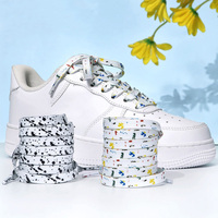 WEGOODZF Lacets de chaussures personnalisés en polyester double couche de 8 mm de large, imprimés à l'encre éclaboussante, style artistique et coloré, accessoire pour baskets