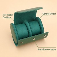 Étui de voyage pour montre en cuir de crocodile vert émeraude avec coussin en daim et fermeture à pression, boîte de rangement portable