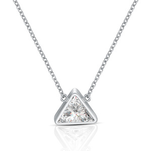 Collier avec pendentif en zircon triangulaire géométrique, chaîne en acier inoxydable et titane pour femme, bijoux cadeau, or rose, argent, or - Product Image 5