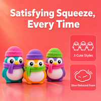 Ensemble de 6 jouets Squishy Pingouin Kawaii en mousse à rebond lent, style écharpe tricotée, pour décoration de bureau et étagère, cadeau