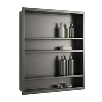 Meuble de rangement d'angle moderne en acier inoxydable 304 pour salle de bain, double niveau, niche de douche murale, étagère en verre, organisateur d'espace