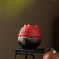 Pot à thé en céramique Danse du Lion Chinois, Ornement Palais de la Fortune, Cadeau d'affaires