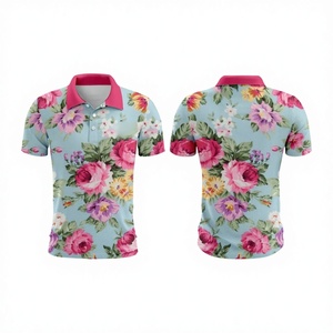 Camiseta de Golf Personalizada Unisex 100% Poliéster, Talla Grande, Secado Rápido, Corte Ajustado, Transpirable, Estampado Floral Completo, Informal, Manga Corta - Product Image 1