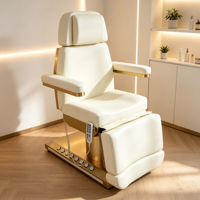 Fauteuil de Beauté Électrique avec Base Dorée, 4 Moteurs, Lit Facial Inclinable, Chaise Esthétique pour Tatouage, Utilisation en Salon, Spa, Clinique