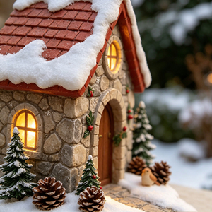 Ornamento Natalizio in Resina a Forma di Casa di Babbo Natale con LED, Decorazione da Tavolo per Casa, Regalo per Bambini, Statuetta - Product Image 3