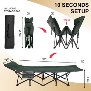 Lits <span class=keywords><strong>de</strong></span> camping pliants portables en métal, solides et légers, avec matelas doux et confortable - Product Image 3