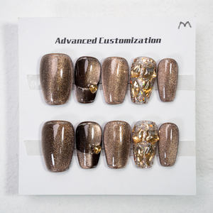 توريد مباشر من المورد أظافر عالية الجودة مصنوعة يدويًا جل مثقاب فاخر من حجر الراين قابل لإعادة الاستخدام أظافر لاصقة للأظافر - Product Image 2