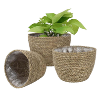 Fait à la main de 12 pouces petite corde de paille tissé Paneer moule fleurs extérieur noix de coco planteur enfants mur jouet pour application de jardin