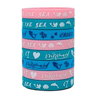 Bracelets ronds en silicone motif sirène, lot de 3, étanches, décoratifs, pour fêtes et bijoux - Product Image 5